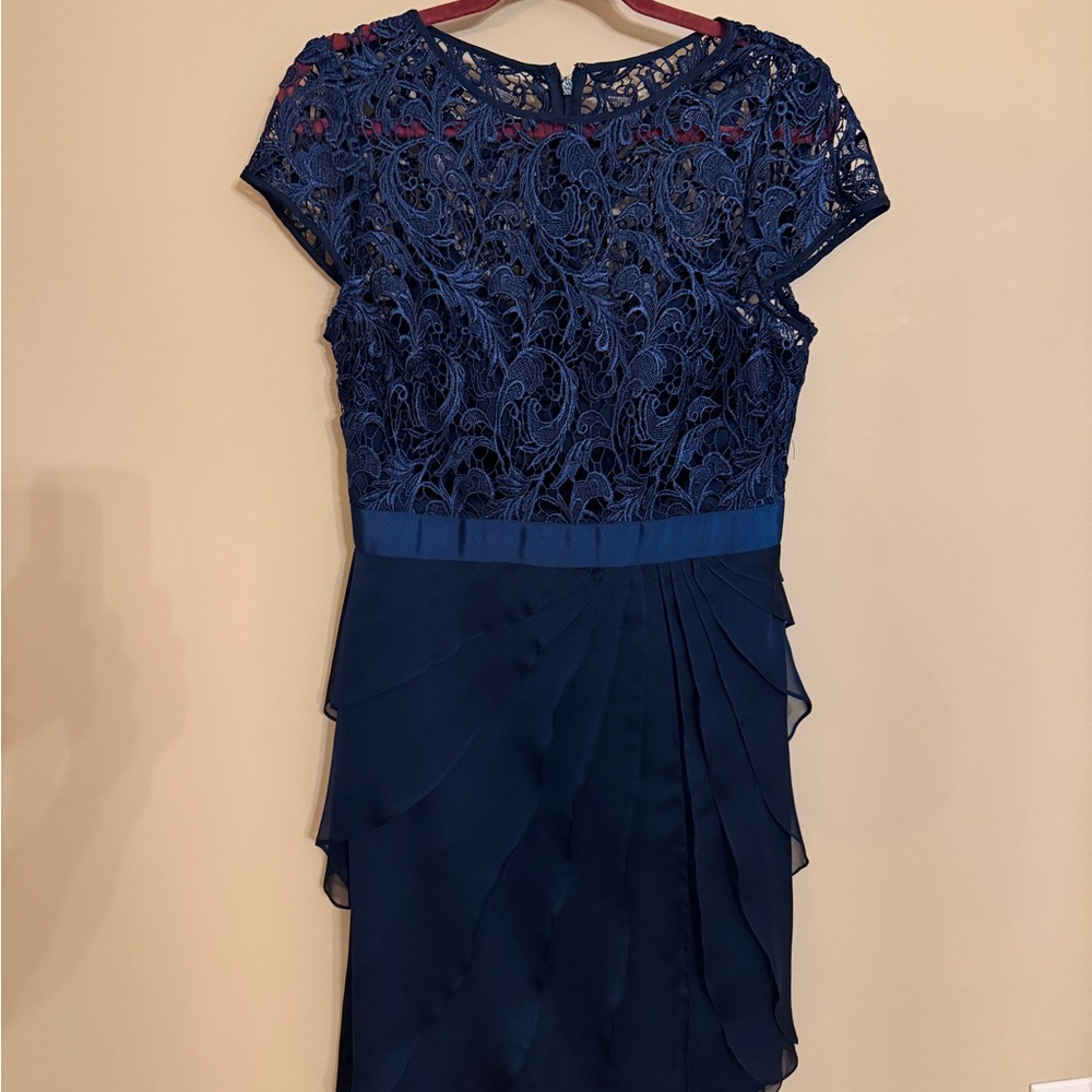 Adrianna Papell Navy Lace Midi Dress